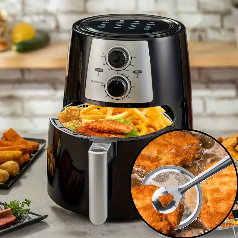 1pc SHAON Stainless Steel Frying Oil Filter Clamp with Fine Mesh Screen - High-Temp Resistant Oil Scoop & Food Clamp for Frying, Dumplings, Spring Rolls - Durable Kitchen Tool for Hot Oil Drainage & Safe Cooking, Ergonomic Handle, Sturdy Construction, Professional Chefs