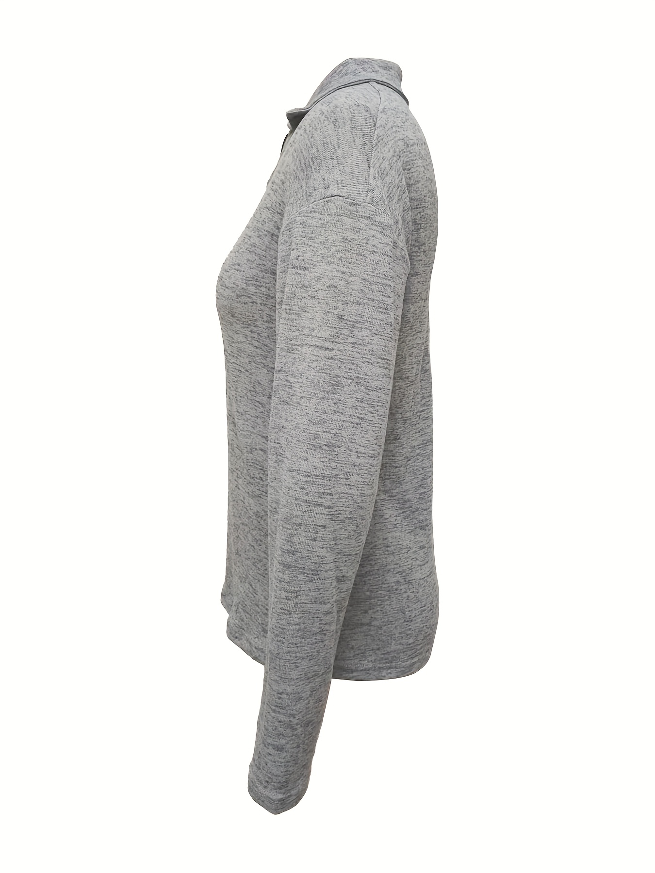 κομψό γυναικείο μακρυμάνικο μπλουζάκι, από πλεκτό ύφασμα πολυεστέρα, μονόχρωμο, κανονικής εφαρμογής, με γιακά πέτου και φερμουάρ, για την άνοιξη/φθινόπωρο Στοιχεία είδους 5