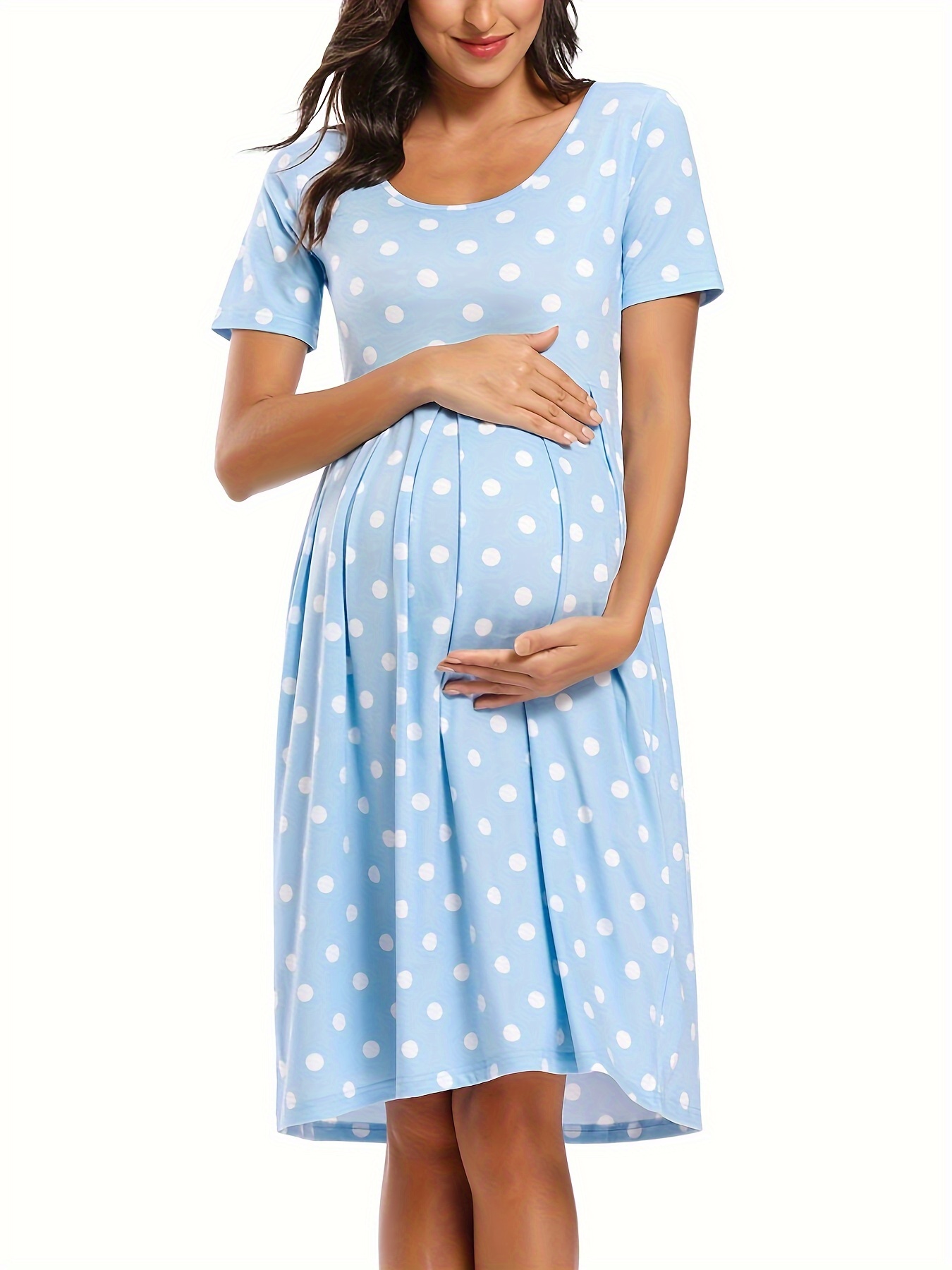 blue and white striped maternity dress HATCH Collection The Kaitlyn Cotton Rib Dress in Navy Ivory Stripe