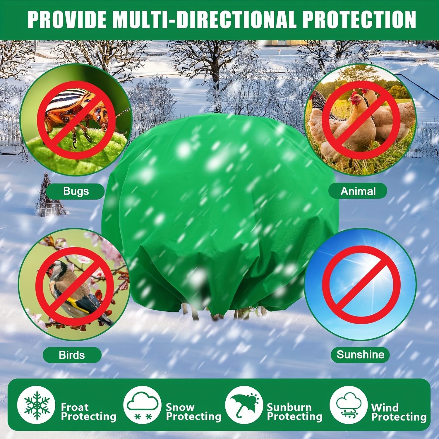 

Frost Protection Cover For Plants, Featuring A Drawstring Protection Bag, Suitable For Outdoor Use To Shrubs And Trees During Cold Weather.