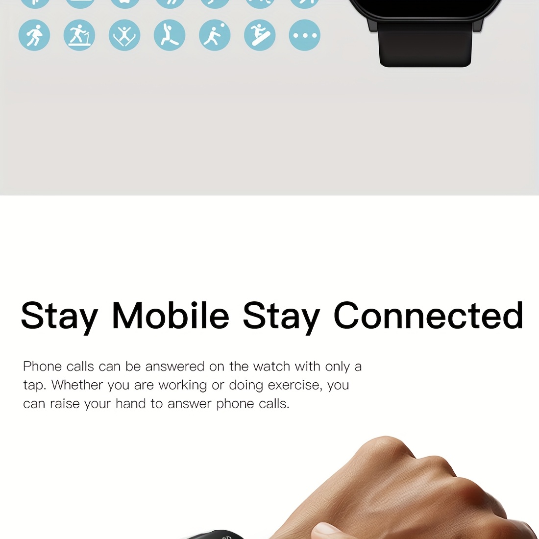 ساعة EqiEch الذكية للرجال والنساء، ساعة لياقة بدنية 5.33 سم، (الرد/إجراء مكالمة)، أوضاع تمرين متعددة، مقاومة للماء IP68، مكالمة لاسلكية، سوار ذكي بشاشة لمس، جهاز تعقب اللياقة البدنية، سوار مراقبة الصحة | ملابس عصرية يمكن ارتداؤها | ساعة بحزام سيليكون