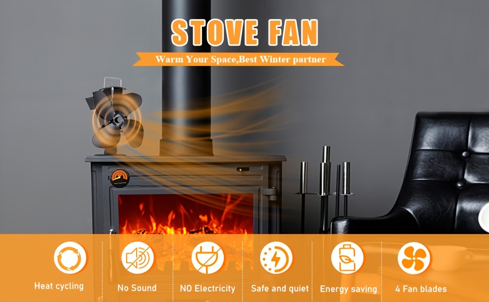 1pc aluminum fireplace fan with   high speed polished finish blower for   heat distribution non electric wood burning stove heater bracket suitable for traditional gas particle     multiple components for   ideal for camping picnicking pellet wood burning stoves fireplaces details 1