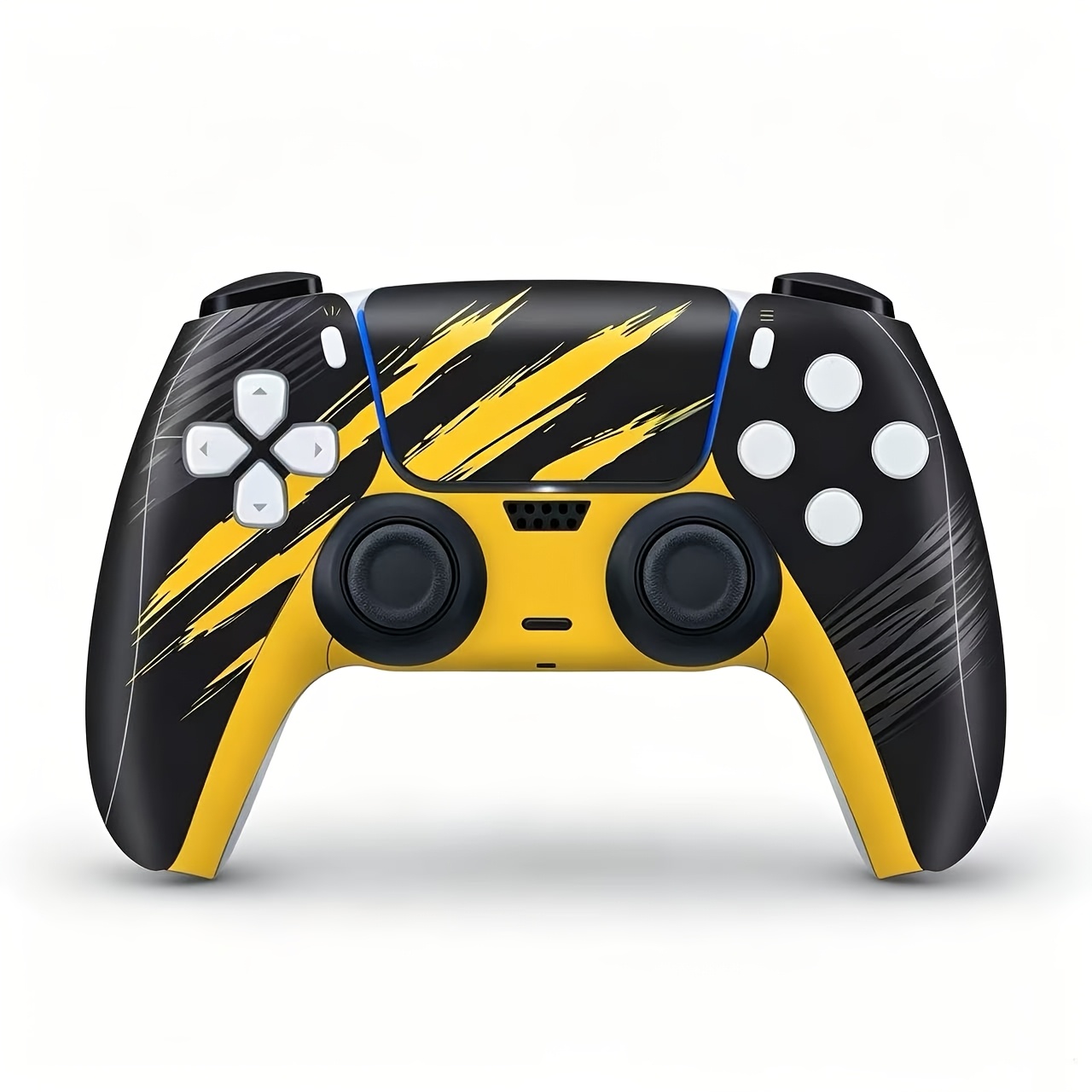 TEMU Autocollant de pour PS5, motif de griffures de loup-garou à blocs de couleur jaune et noir, résistant aux rayures et à l', facile à appliquer.