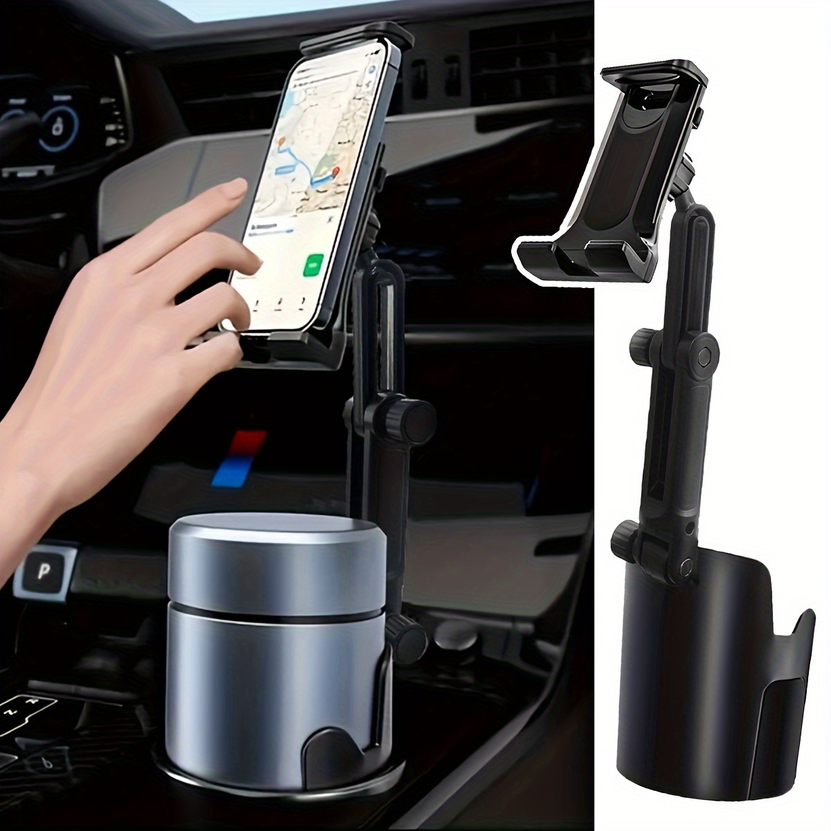 

2-in-1 Car Cup Holder & Phone Mount - Sturdy, No-shake Design For Most Vehicles, Fits 4-13" Tablets & Phones