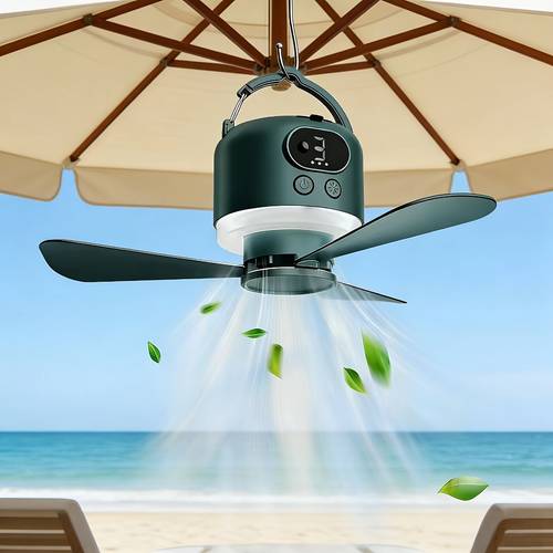 portable camping ceiling fan camping fan 10400mah usb rechargeable tent fan with remote control led lights detachable fan