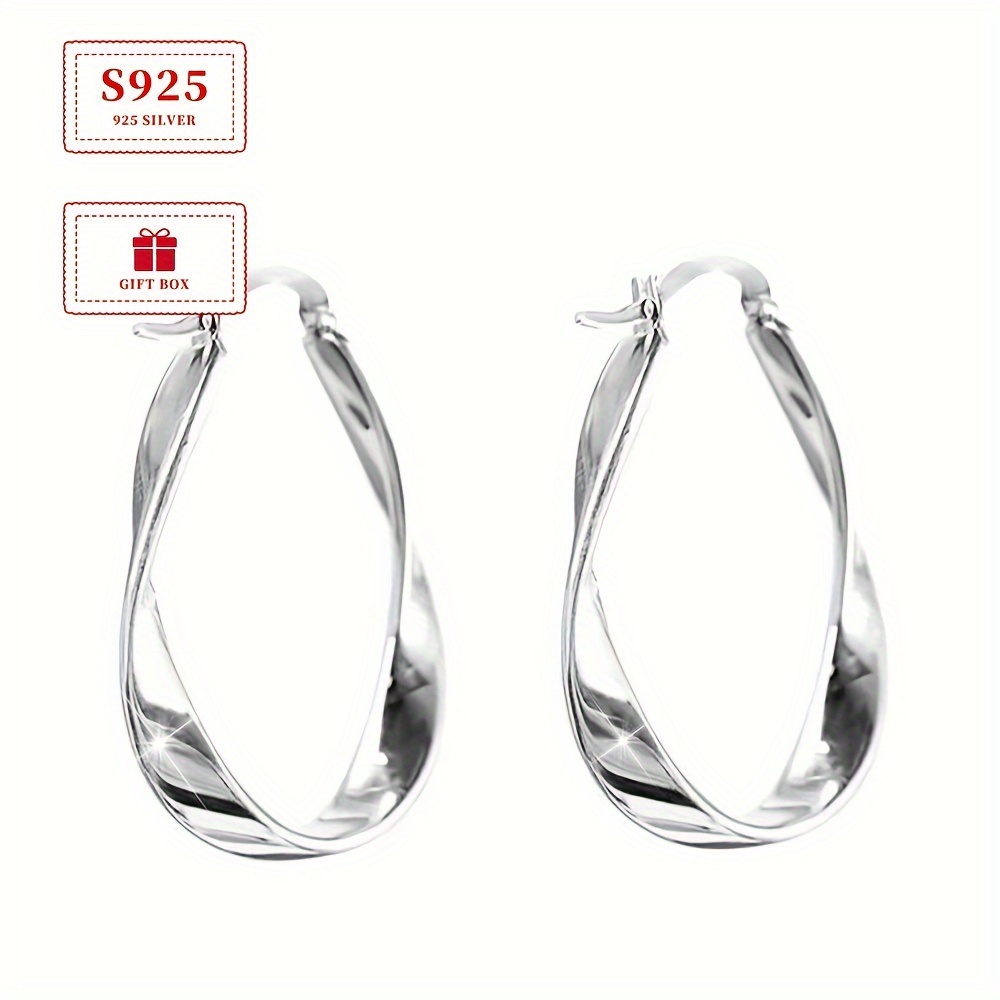 TEMU Boucles d'oreilles Mobius , élégantes et raffinées, en argent 925, parfaites pour les occasions de fête de tous