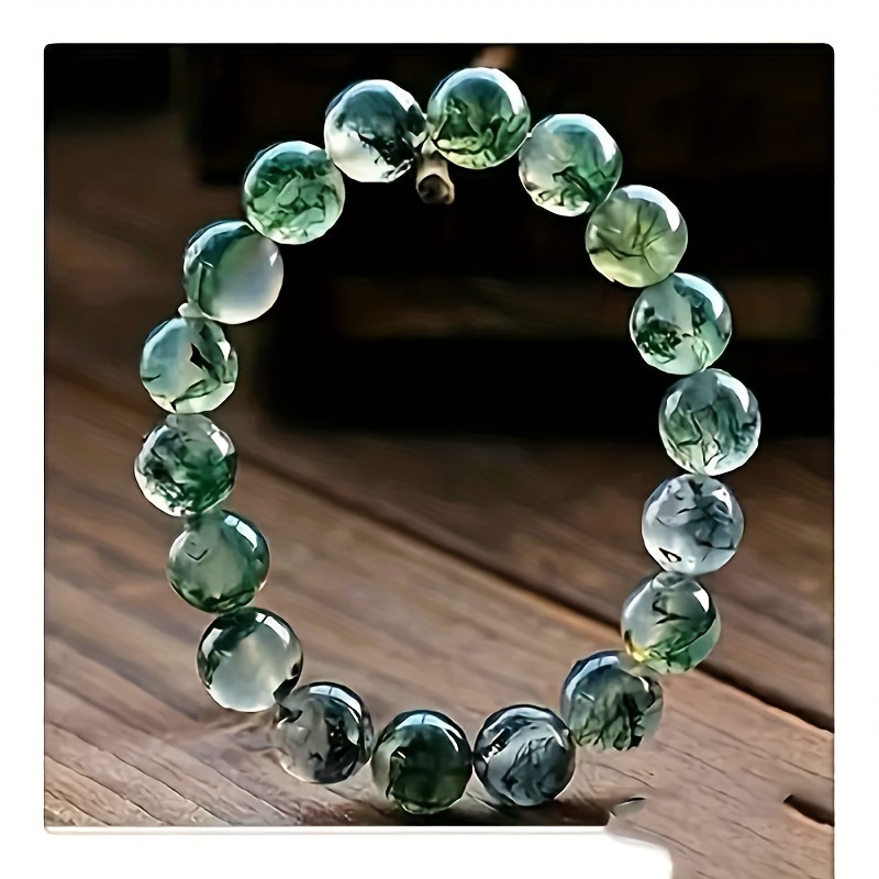 

Handcrafted Natural Aquatic Agate Bead Bracelet - Fashionable, & Water-resistant Accessory