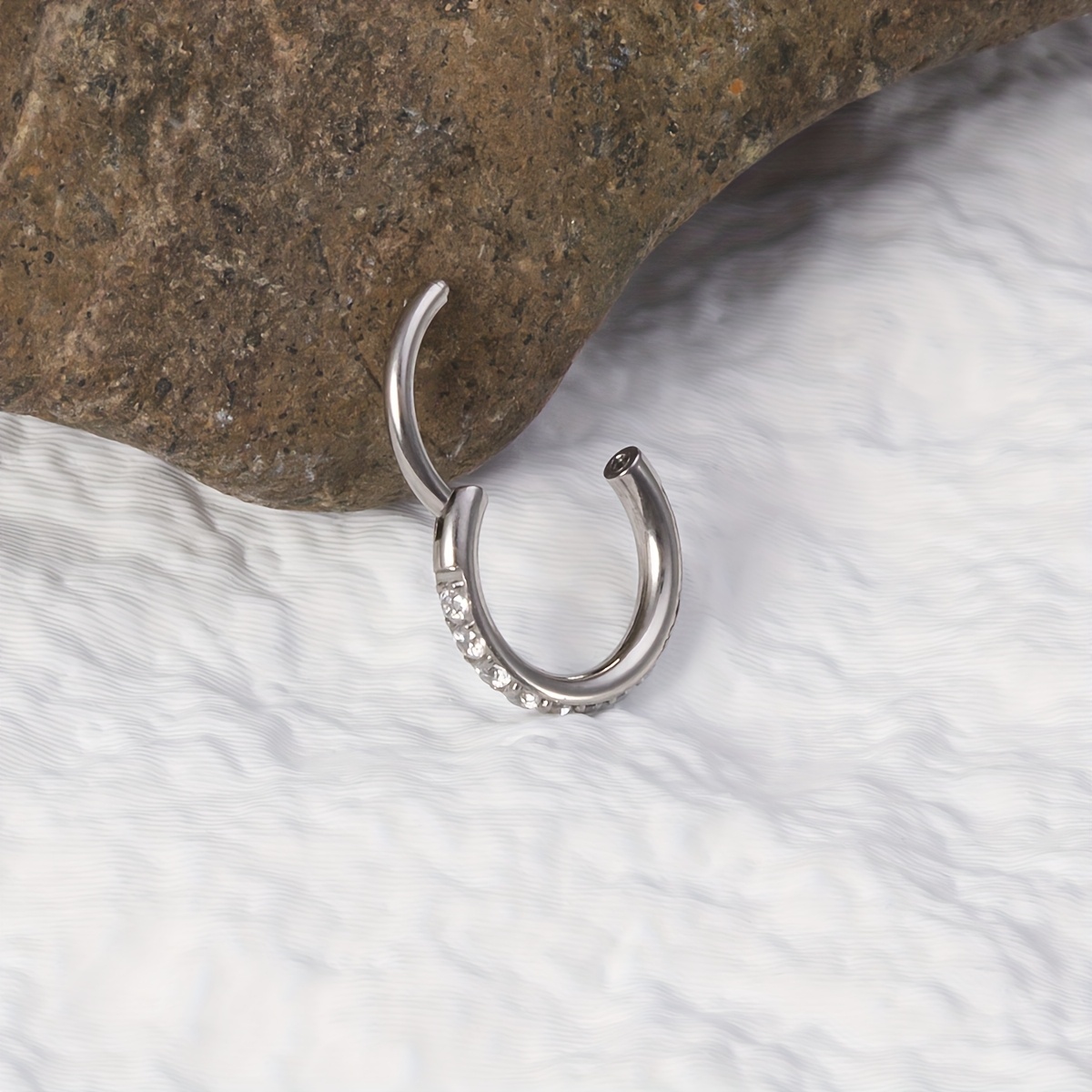 E-shop 1 Stück 316L Edelstahl Nasenring Synthetischer Zirkonia Septum Lippenring Kleiner Ohrring Hoop Knorpel Tragus Daith Helix Piercing Schmuck 6mm