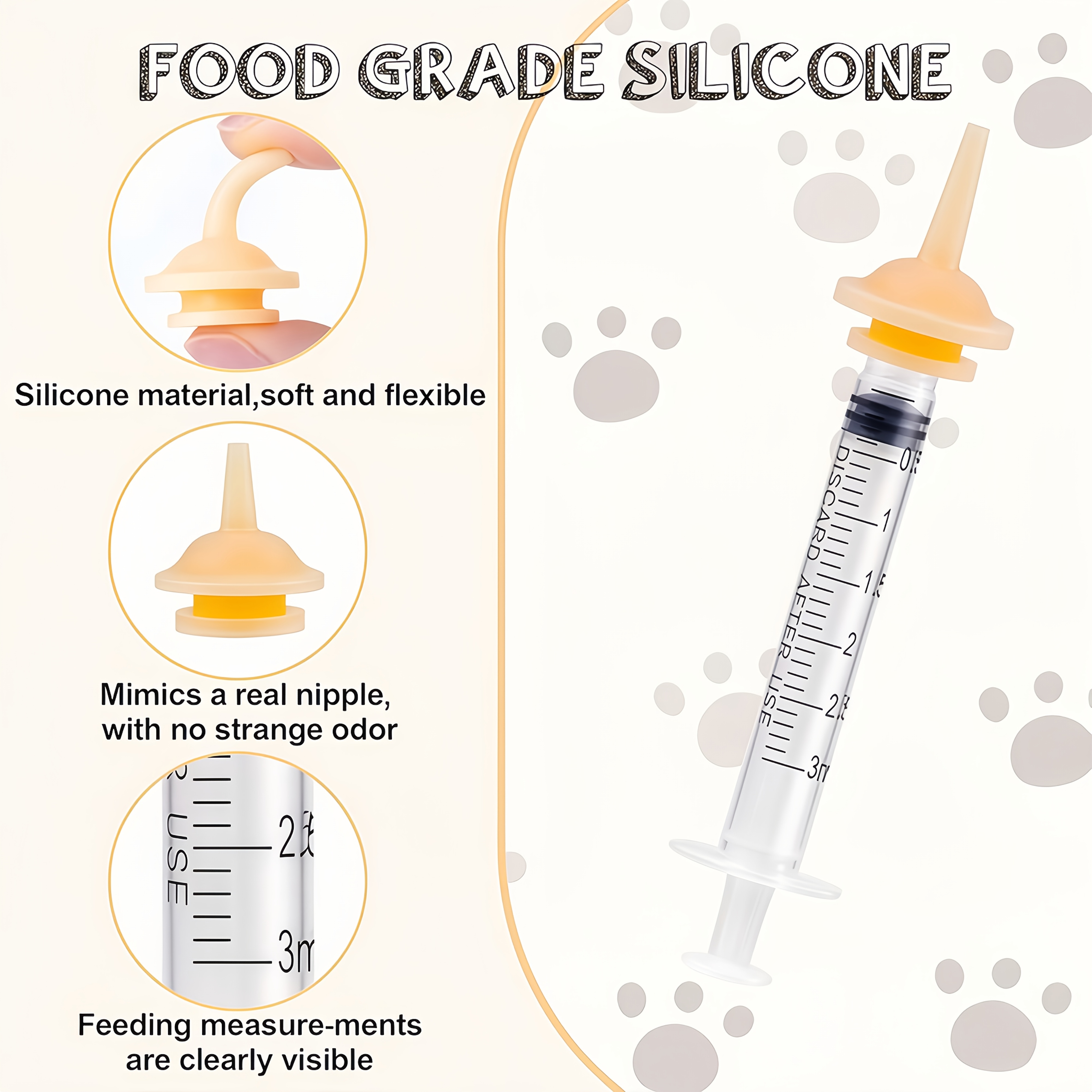 1 Set Reusable Pet Feeding Kit with Feeding Tube & Syringe - Adjustable Measurement Markings (mL/cm) Kittens, Puppies, Rabbits, Squirrels - Dose Indicator System for Small Animals & Wild Care
