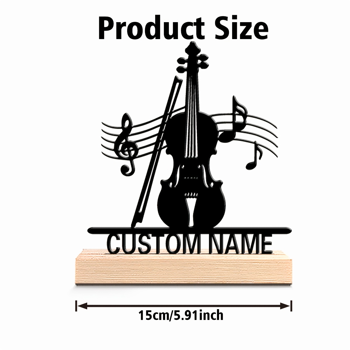 TEMU Une statue de violon personnalisée avec base - Sculpture de violon en fonte personnalisable avec nom/date/message, décoration de bureau, cadeau