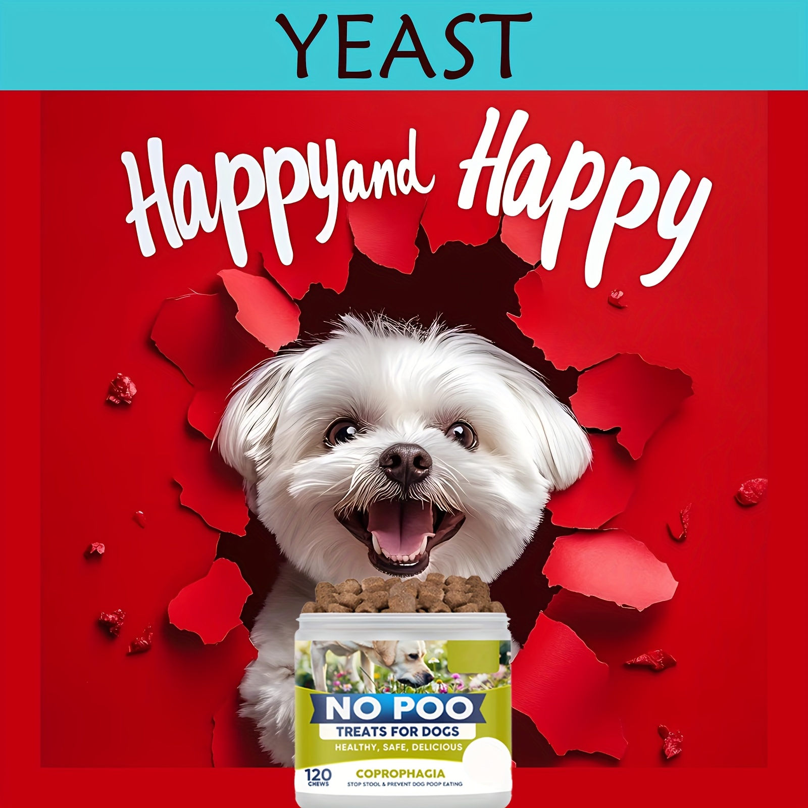 TEMU Poop Free Snacks For Dogs - 120 Chewable Tablets