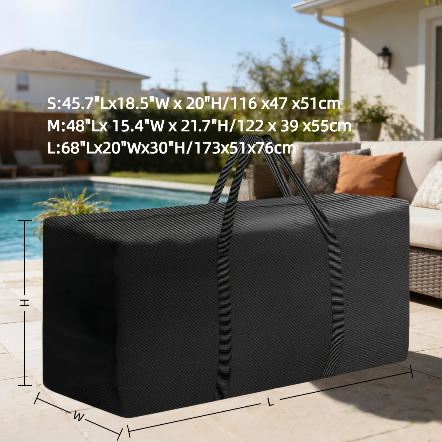 TEMU 1pc Patio Cushion Storage Bag Extra Large Outdoor Furniture Bag Christmas Tree Storage Bag With Zipper And Handle Indoor -function Organizer,