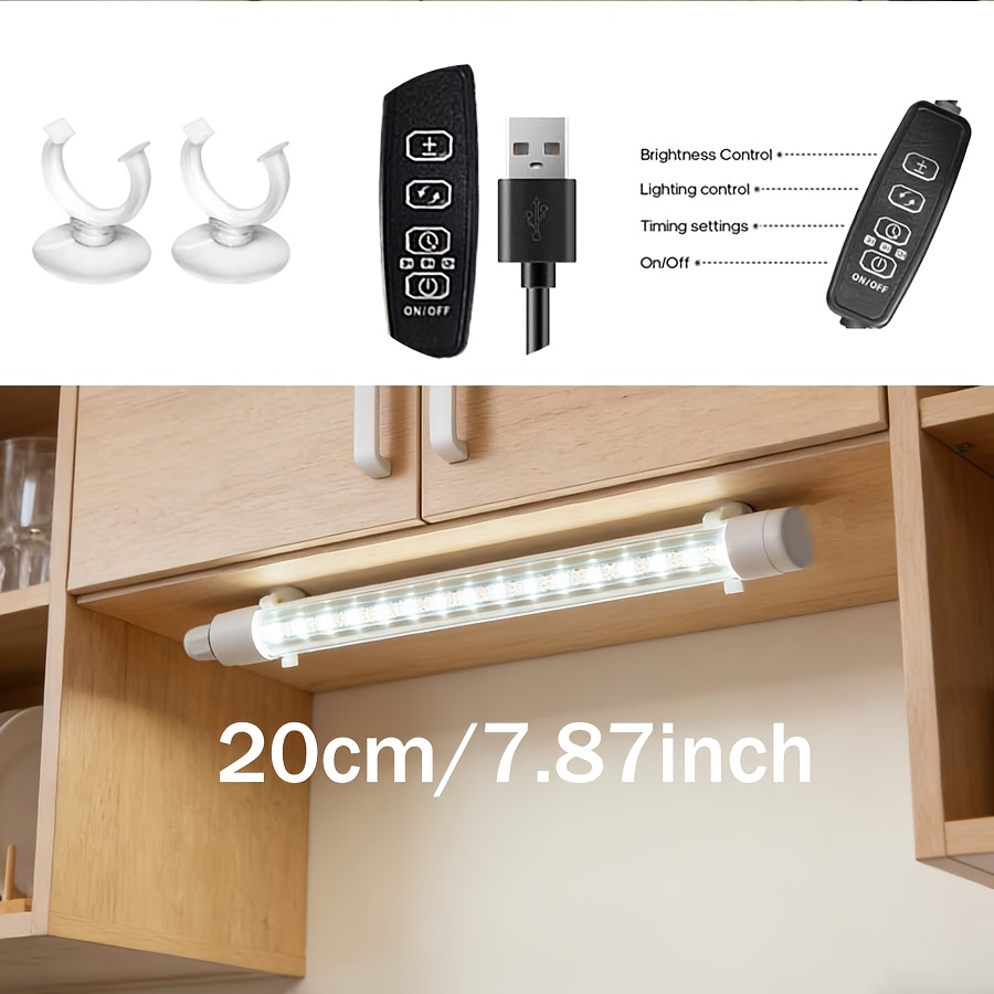TEMU Lampe LED pour Armoire, avec 18 Fonctions d'Éclairage au Choix, Fonction de Dimmage et Changement de Couleur, par Boutons, Polyvalente, Lampe