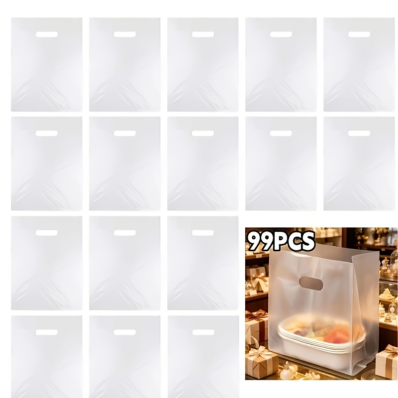 TEMU 99pcs Transparent Plastic Gift Bags With Handles (7.87in X 11.81in), Perfect For Holding Salads, Cakes, Pizzas, Breads, Desserts, And Candies.