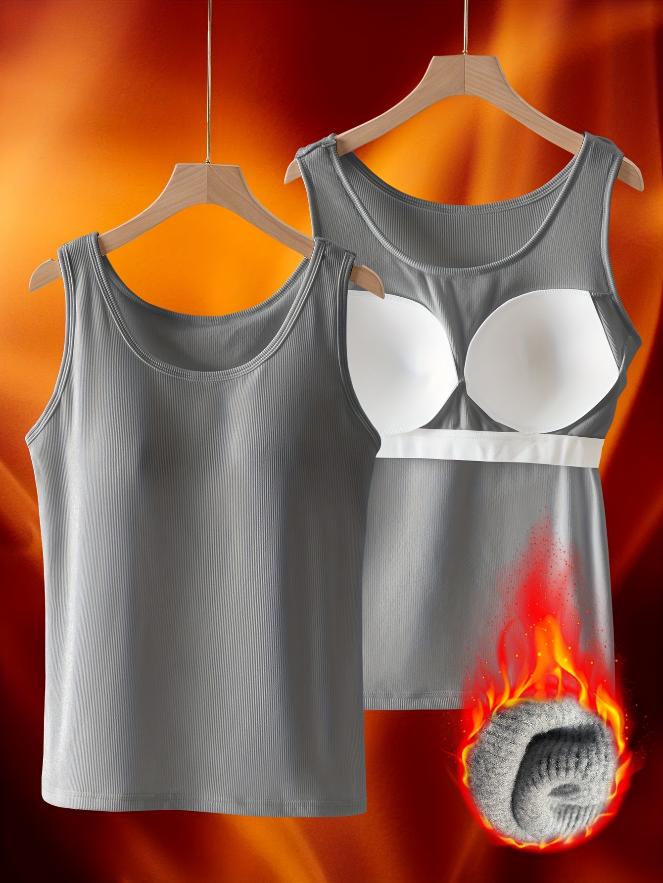 Women's Ribbed Tank Top with Built-in Bra Pads & 2-in-1 Vest Design - No Underwear Needed, Striped Pattern, Hand Wash Only for Workouts & Casual Wear, Casual, Clothing, Modern, Durable Fabric, Comfortable Fit, Clothing, Stylish, Soft Material, Women