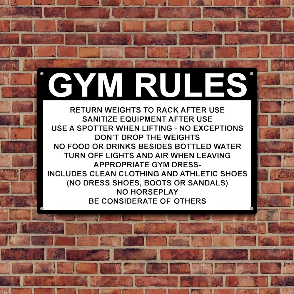 Warning Gym Rules Return Weights Rack Use Aluminum Sign \ Temu New