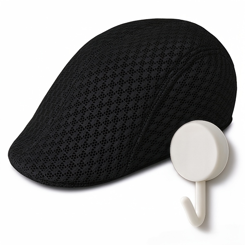 TEMU Summer Mesh Flat Caps Hats For Men, Elastic Band Duckbill Newsboy Beret Hat, Breathable Sun For Golf Driving Outdoor, Ideal Father's Day Gift