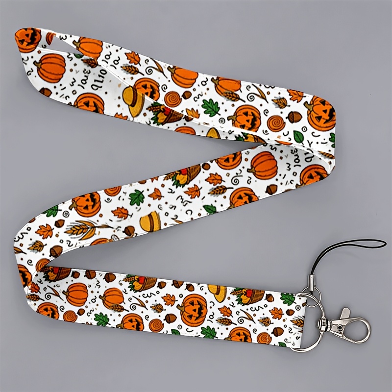 TEMU 2d Suitable For Men And Women Work Or School, Cartoon For Halloween Pumpkin & Harvest Print Lanyard Universal Badge Accessory For Halloween