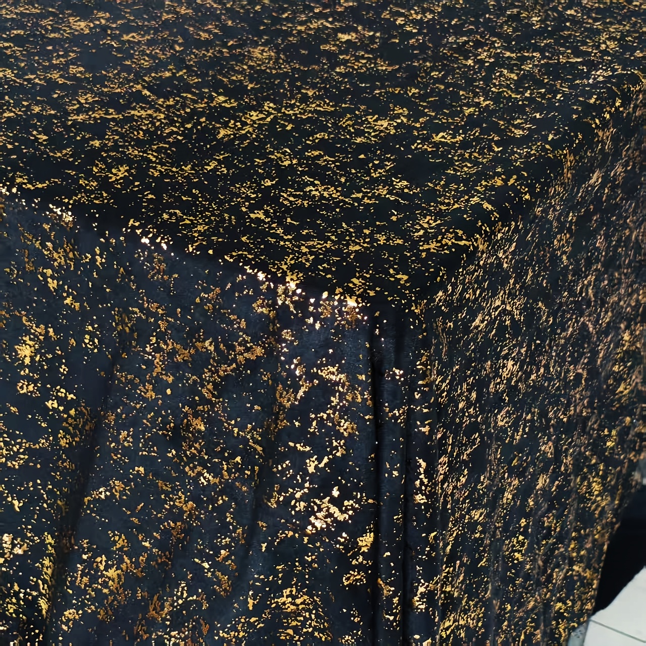 TEMU 1pc Black Golden Mesh Tablecloth 150cm X 100/150/300cm Embellishment Protection Concealing Tableware Living Room Dining Room Bedroom Decor