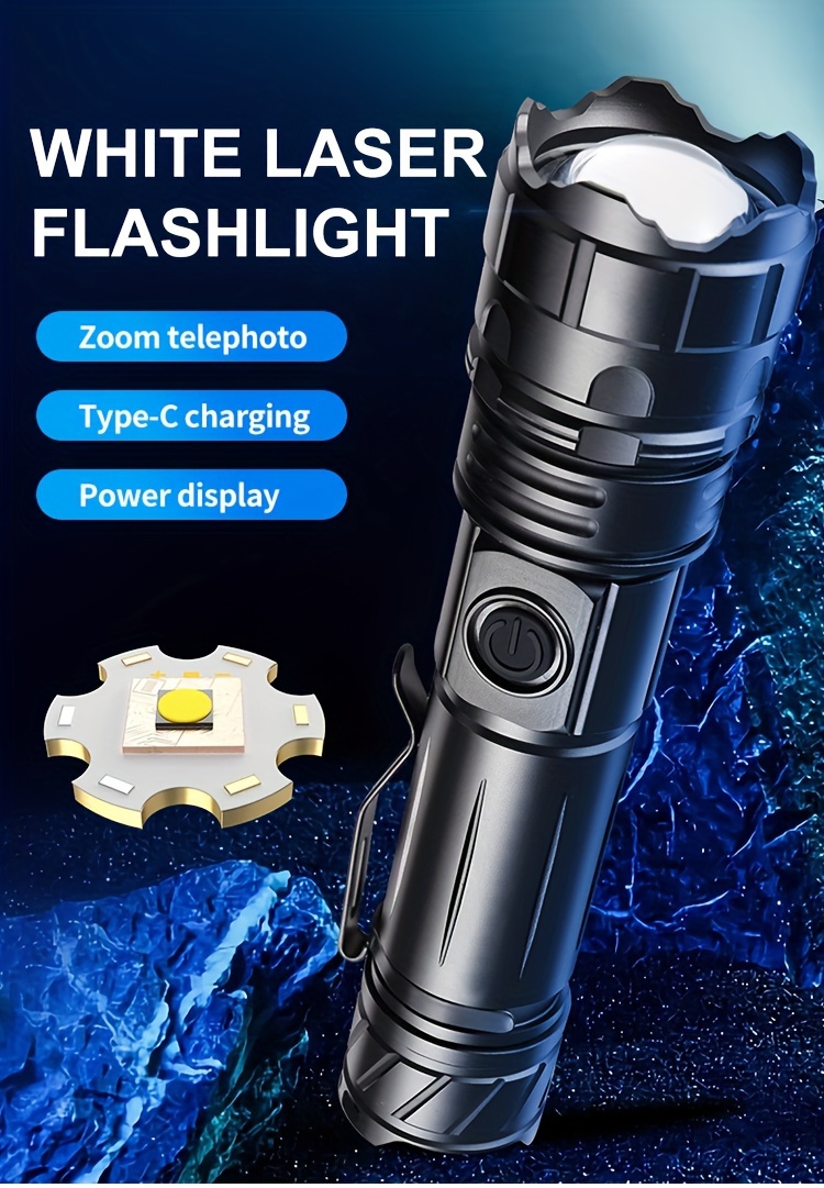 Linterna recargable de alto lúmenes, 900000 lúmenes, linternas tácticas  súper brillantes con batería, 5 modos, luz de flash portátil impermeable  IPX6