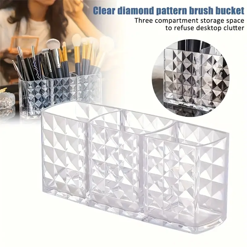1pc acrylic makeup brush organizer large capacity cosmetic storage box with lightweight polished durable construction for brushes eyebrow pencils lipsticks sleek vanity desk accessory makeup brush holder makeup vanity desk polished sturdy construction beauty enthusiasts Product details 4