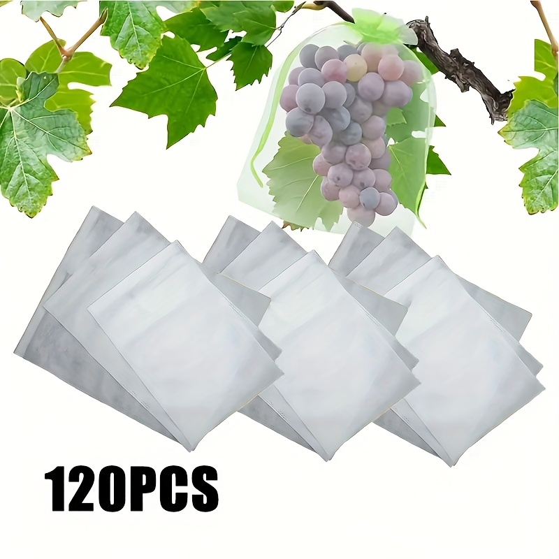 TEMU 120pcs Breathable Fruit Mesh Bags With Drawstring Closure - Birdproof/rainproof/insectproof Protection For Grapes/figures/pomegranates | Durable