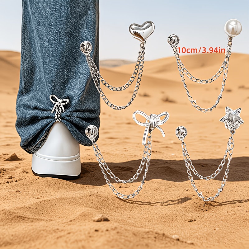 TEMU 4pcs Multi-functional Clothing Clips, Metal Star Heart-shaped , Suitable For Shirts, Pants, Cuff Fixation, Clothing Decoration, Button Chain