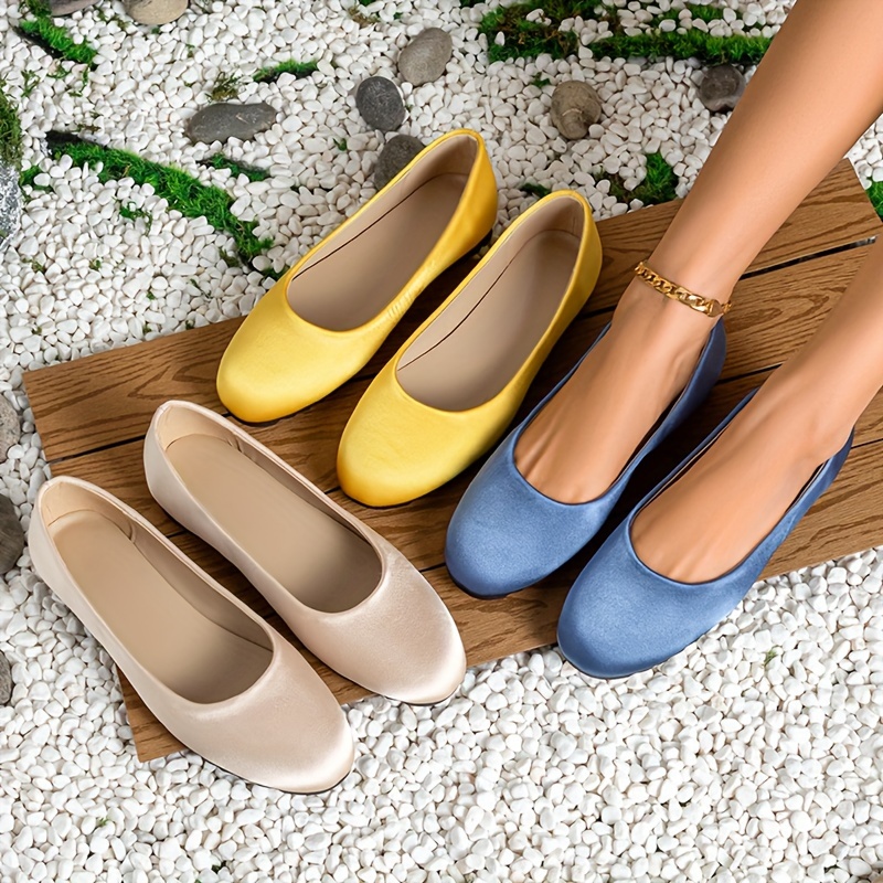 

Women's Elegant Solid Color Flat Shoes, All-match Round Toe Soft Sole Shoes, Comfy Slip On Flats