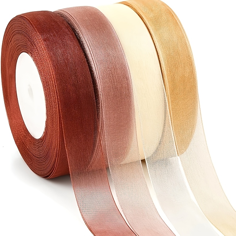 TEMU 4 Rotoli da 200 Iarde di Nastro in Organza Tonalit� Autunnali della , Nastro in Tulle per Confezioni Regalo, Fiocchi, Matrimoni, Decorazioni Fai