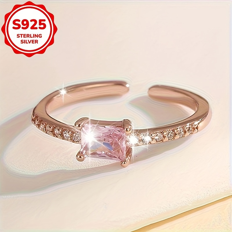 Women's S925 Silver Bling Adjustable Open Toe Ring for Valentine's Day