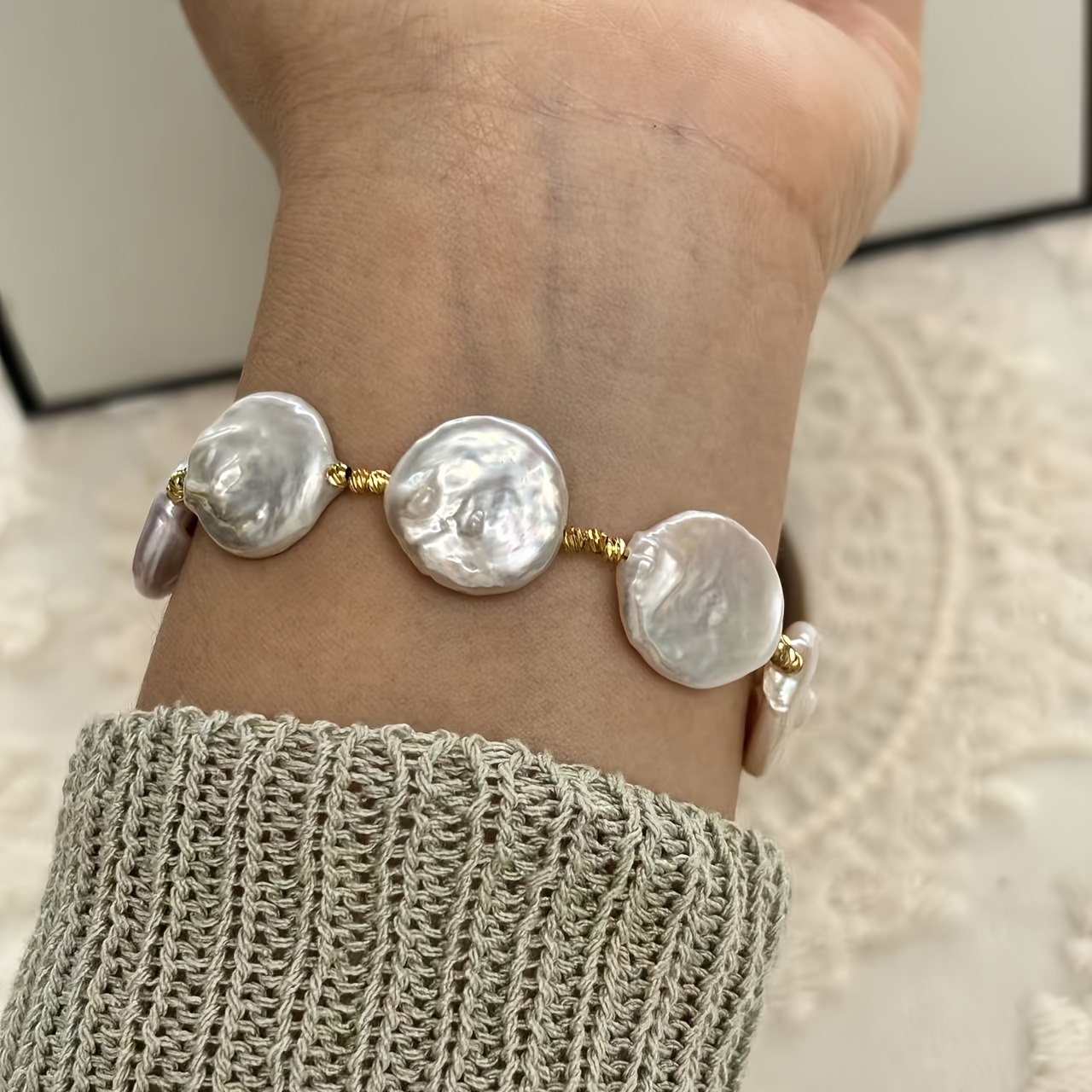 Natural Freshwater Pearls Bracelet, Large Baroque Design