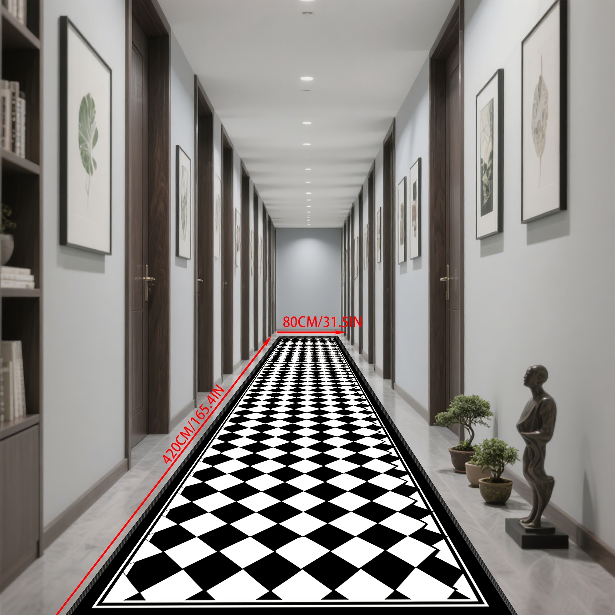 TEMU [] 1pc European-style And White Embellished Xmas Floor Mat Corridor Aisle Can Decorate Beautiful Long Foot Pad Christmas Decoration Christmas