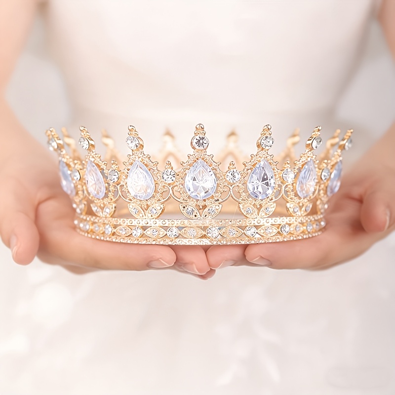E-shop 1 Stück Vintage-Bräutigertiara im Runddesign mit funkelnden, mehrfarbigen Tropfenakzenten, für Hochzeiten, Festzüge und formelle Anlässe