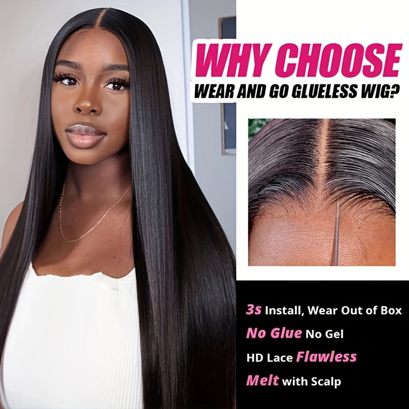 glueless wigs human hair 180% density Temu Philippines