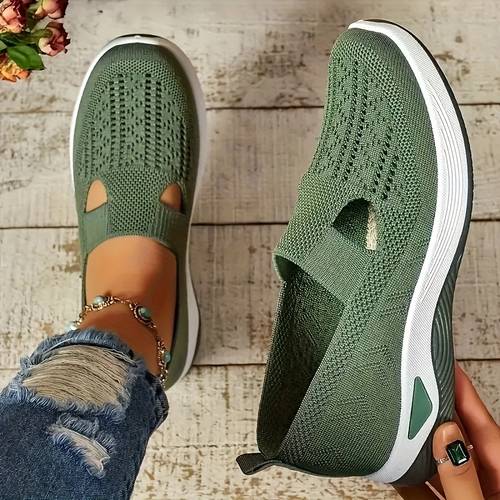 womens lightweight knit slip on sneakers breathable round toe walking shoes with pvc sole casual outdoor shoes in 8 vibrant colors versatile footwear stylish flexible sole everyday wearers