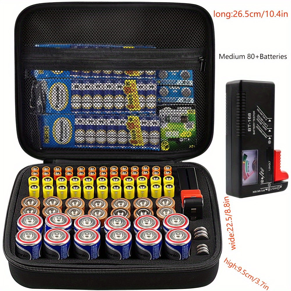 The Battery Organizer and Tester with Cover Battery Storage Organizer and  Case Holds 93 Batteries of