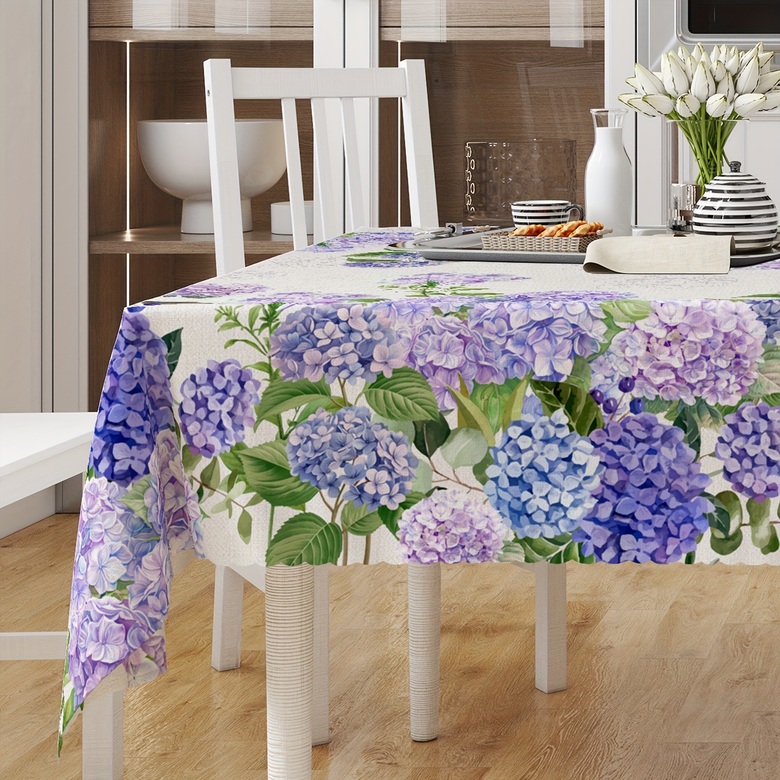 Chinoiserie Tablecloth | Blue and White 2024 Table Cover | Butterflies & Flowers Design Table Linen | Elegant Tablecloth | Spring Tablecloth