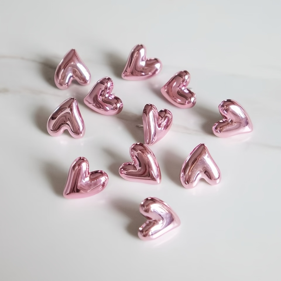TEMU 11 Glossy Heart Pushpins - Y2k Durable Resin | Suitable For Felt Boards, Cork Boards, Decorating Photo Walls, Postcards And World Map Display