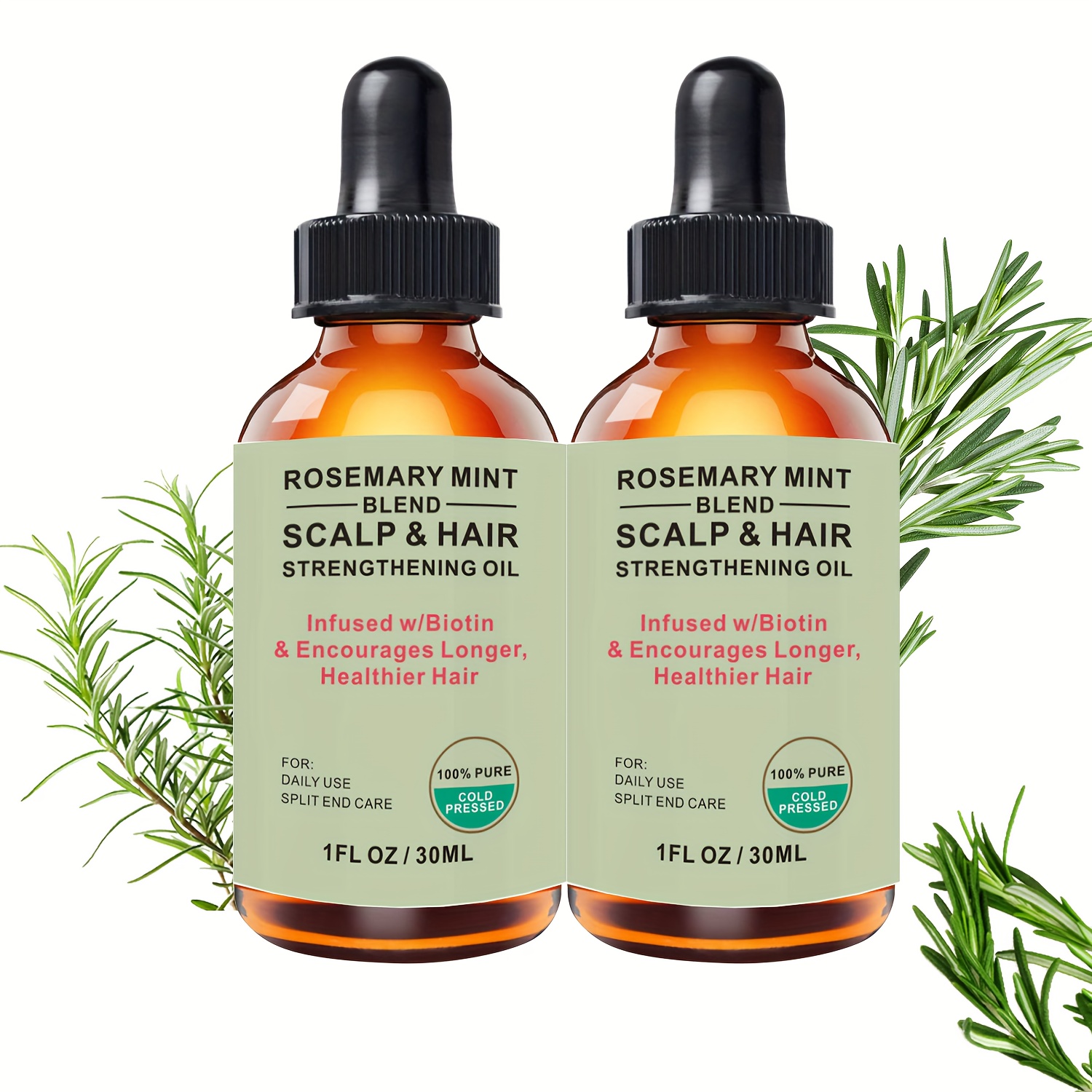 TEMU 2pcs Rosemary Hair Care Oil, Rosemary Mint Scalp Hair Care Oil, For Hair Care, Hair Care Serum For Hair Care, With Plant-based Squalane Suitable