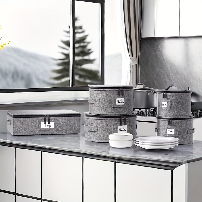 1 5pcs chinese storage container hard shell chinese tableware storage box multifunctional divided storage container suitable for mobile tableware mug tea tray quilted storage box divided portable tableware storage container portable tableware storage box kitchen restaurant storage set grey