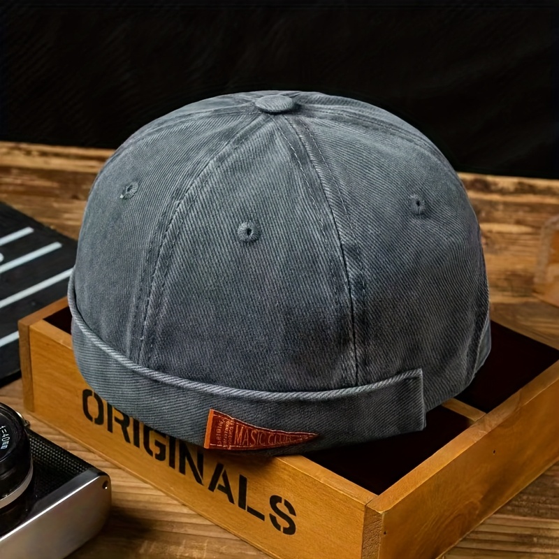 TEMU Japanese Retro Bucket Hat, Stylish Brimless Fashionable Autumn And Winter Landlord Cap For Trendy Men, Best For Christmas