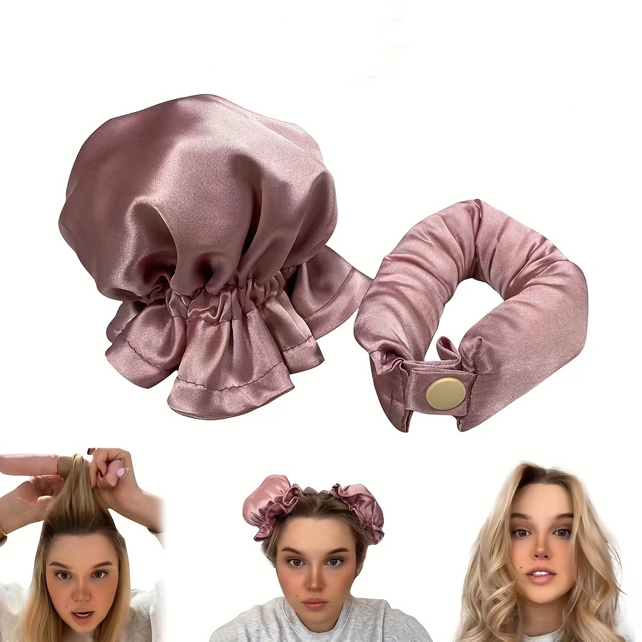

2pcs Silk Hair Curling Set, Bun Bons Heatless Curls Wrap Kit, No-damage Soft Wave Sleep-in Hair Rollers With Matching Scrunchie For Effortless Styling
