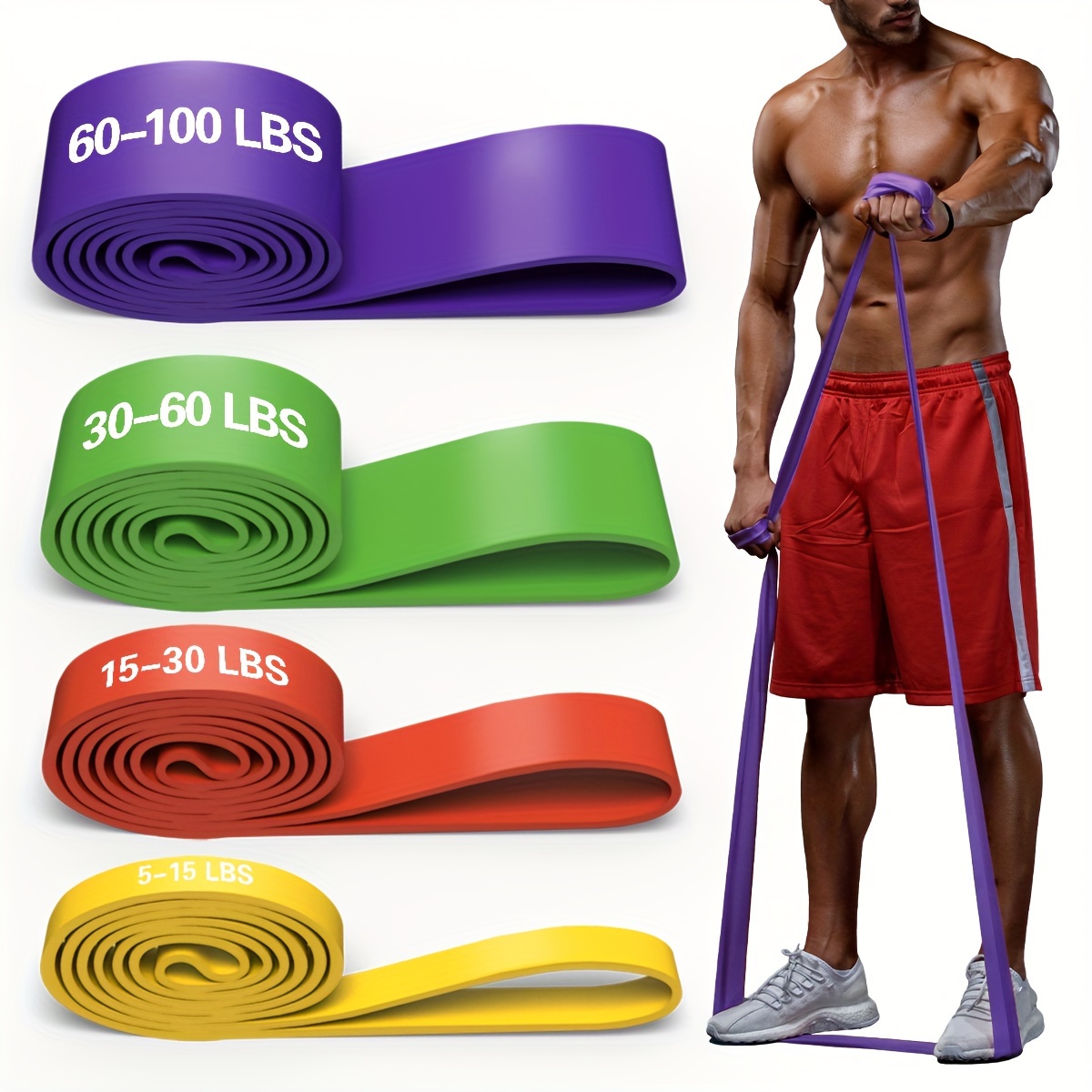 

4pcs/set Sports Yoga Resistance Bands, Fitness Pull Rope, Suitable For Leg Training, Fitness Squats Exercise