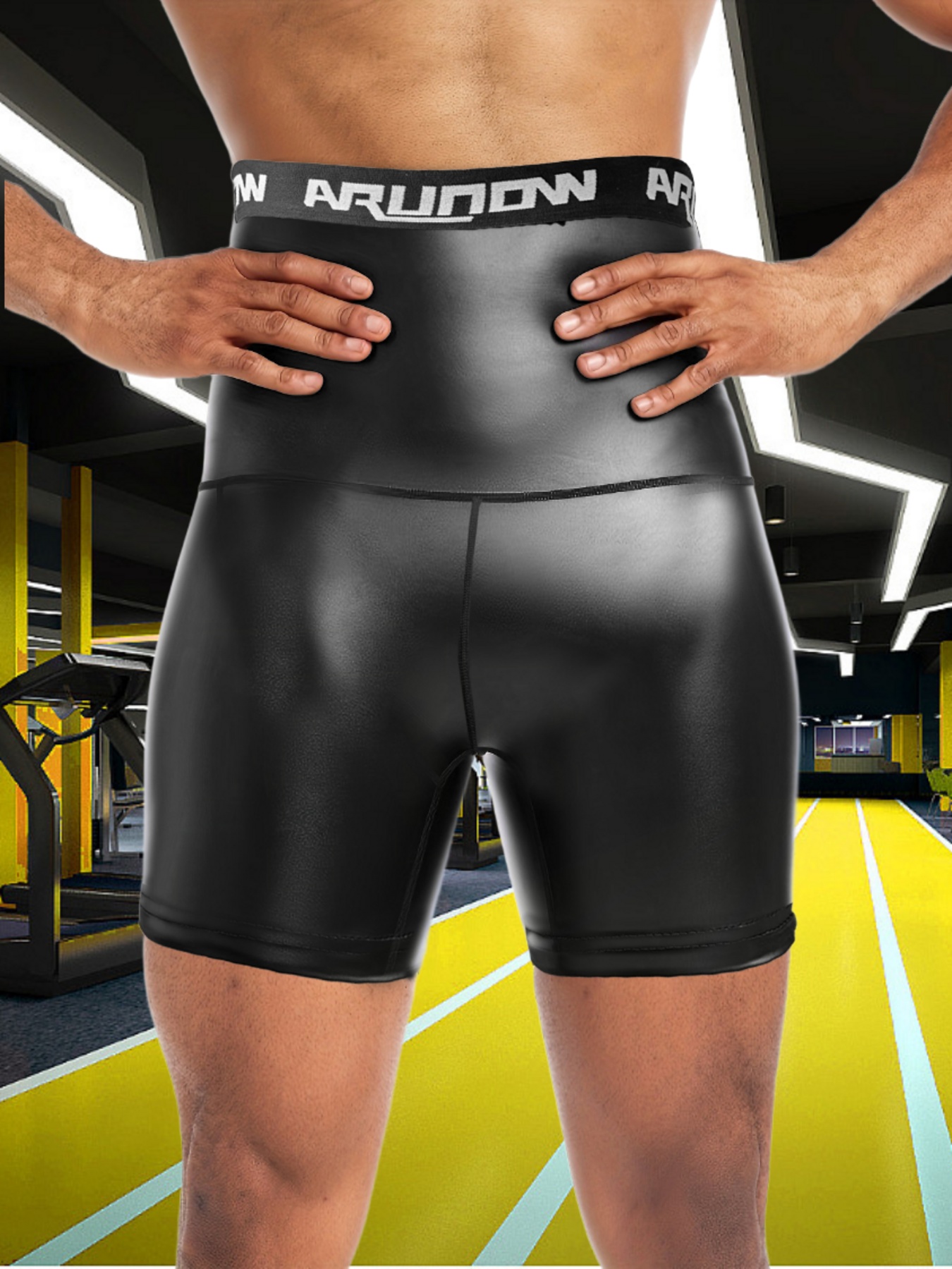 mens pu shorts mens sauna tummy control underwear compression sweat shorts