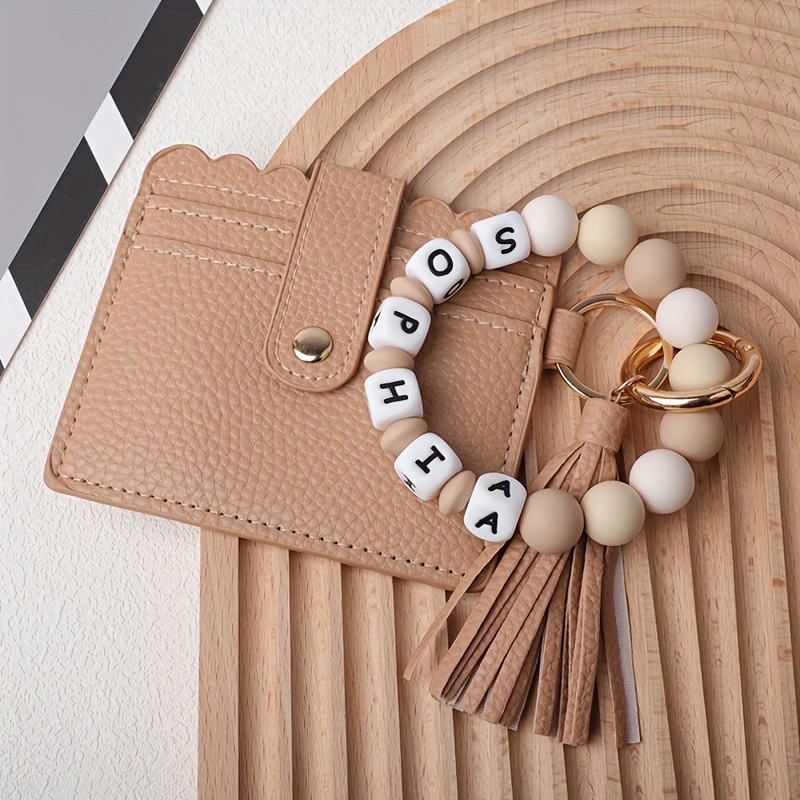 personalized pu leather keychain with silicone beads and tassel customizable with name or initials   school work or festive occasions details 31