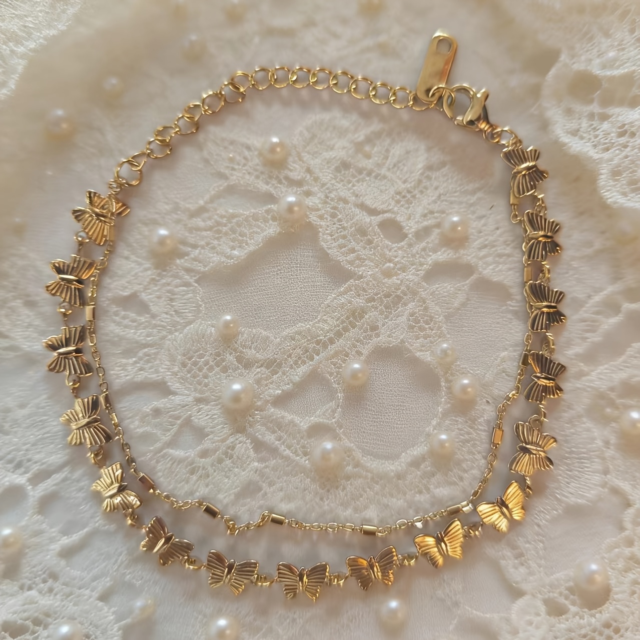 Women's Golden Double-Layer Chain Bracelet, Exquisite Design
