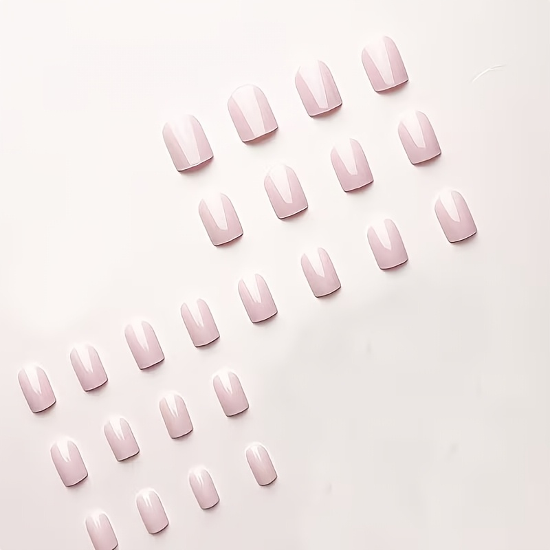 24pcs Short Pink Square Glossy Press-on Nails, , Reusable, Perfect For Parties, Dancing, And Casual Attire
