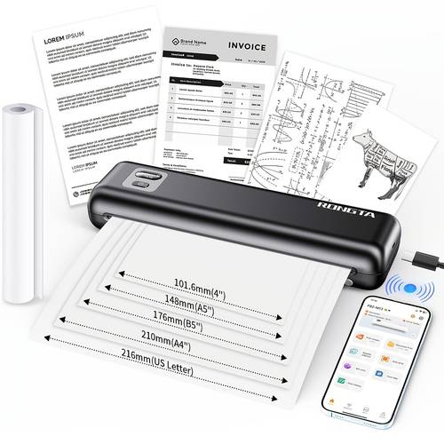 f82a wireless a4 inkless compatible with phone laptop for home office and travel use 1 roll of paper