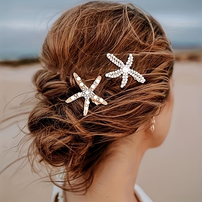 2pcs sweet   pearl decorated   hair clip combination suitable for weddings dates vacations daily wear elegant womens hair accessorie Product details 2