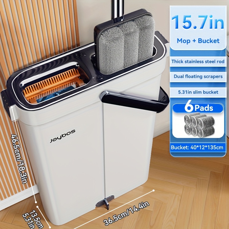 E-shop Schmalraum-Zauber Handfreier Flachmopp und Eimer, Empfohlen für Schlafzimmer, Wohnzimmer, Badezimmer, Küchen, Terrassen, Vinyl-, Holz- und